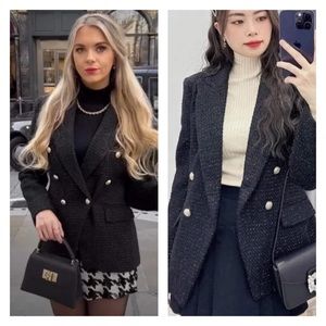 NWT Zara Tweed Textured Blazer Jacket Size Small